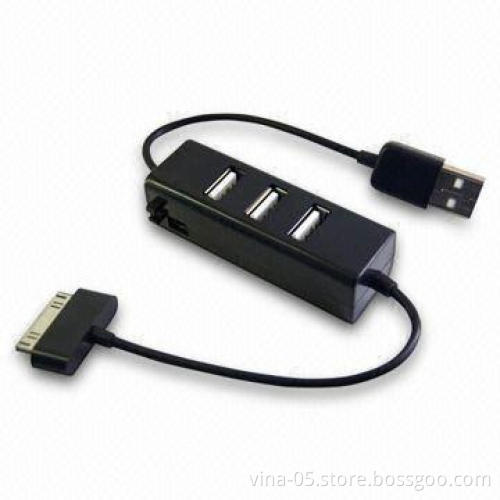 USB2.0 4-port Hub with iPad/iPhone Connector, OEM Orders Welcomed